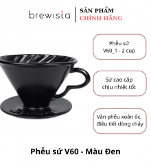 Phễu lọc cà phê V60 sứ cao cấp Brewista Dripper - Màu đen bóng