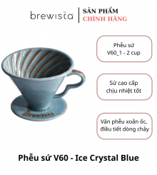 Phễu lọc cà phê V60 sứ cao cấp Brewista Dripper - Ice Crystal Blue