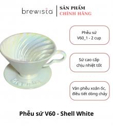 Phễu lọc cà phê V60 sứ cao cấp Brewista Dripper - Shell White (Trắng ánh xà cừ)